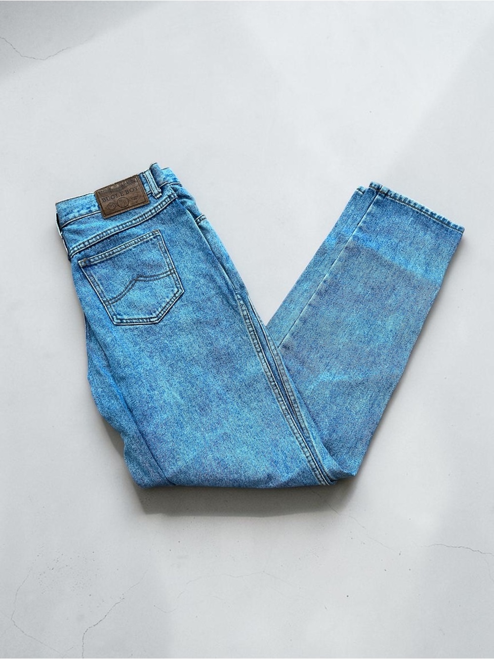 Vintage 90s Bugle Boy Basic Jeans Made in USA Light Wash Denim Size 34L